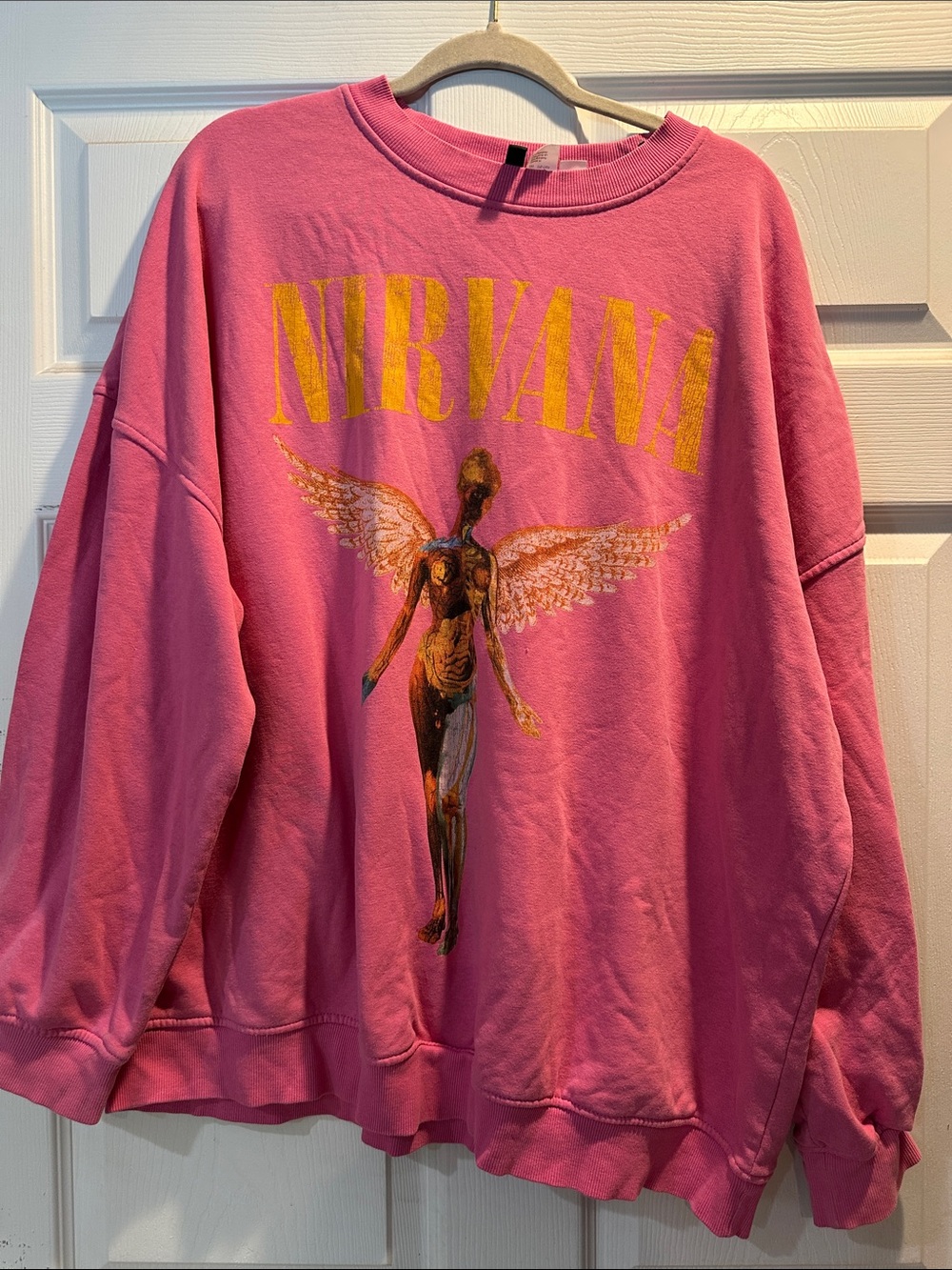 H&M Pink Nirvana Oversized Pullover Sweatshirt XL